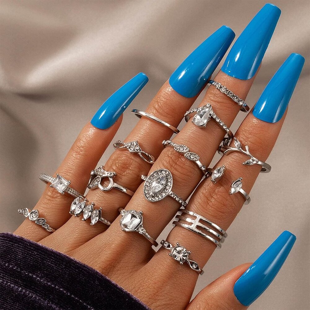 Stylish 9-15pcs Stackable Rings Set For Women Vin… - image 2